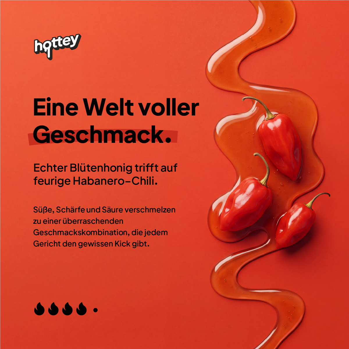 hottey Extra Scharf Hot Honey mit Habanero-Chili – Produktbild 2